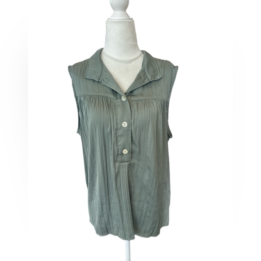 Anthropologie Sage Green Button Down Blouse - Picture 2 of 9